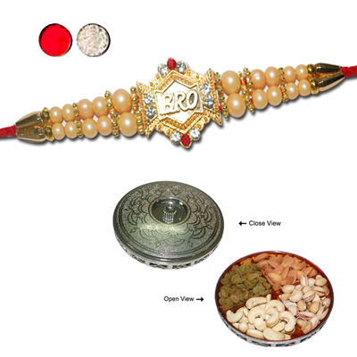 "Rakhi - FR- 8050 A (Single Rakhi), Dry Fruit Box -Code DFB4000 - Click here to View more details about this Product